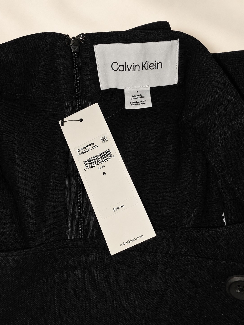 Calvin Klein Black Linen Blend Wrap Mini Skirt Size 4 NWT - Picture 5 of 7